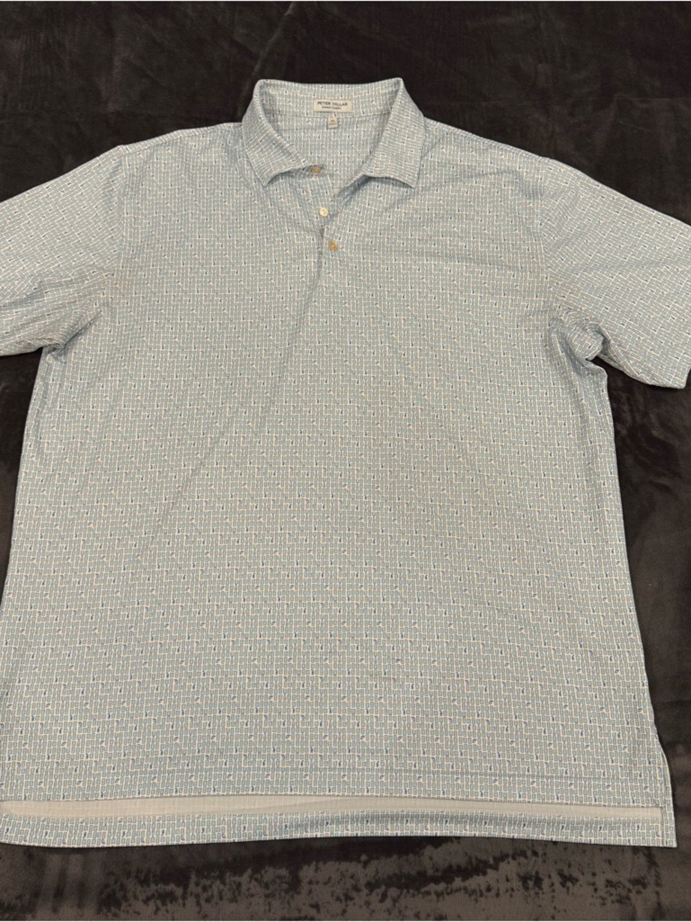 Peter Millar Light Blue Micro-Pattern Polo - Men's